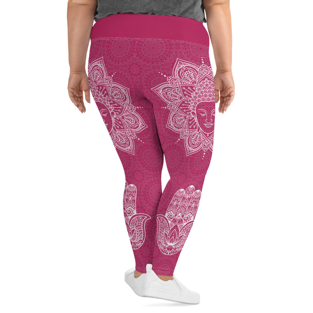 Hot Pink Face of the Buddha Curvy-Fit Leggings
