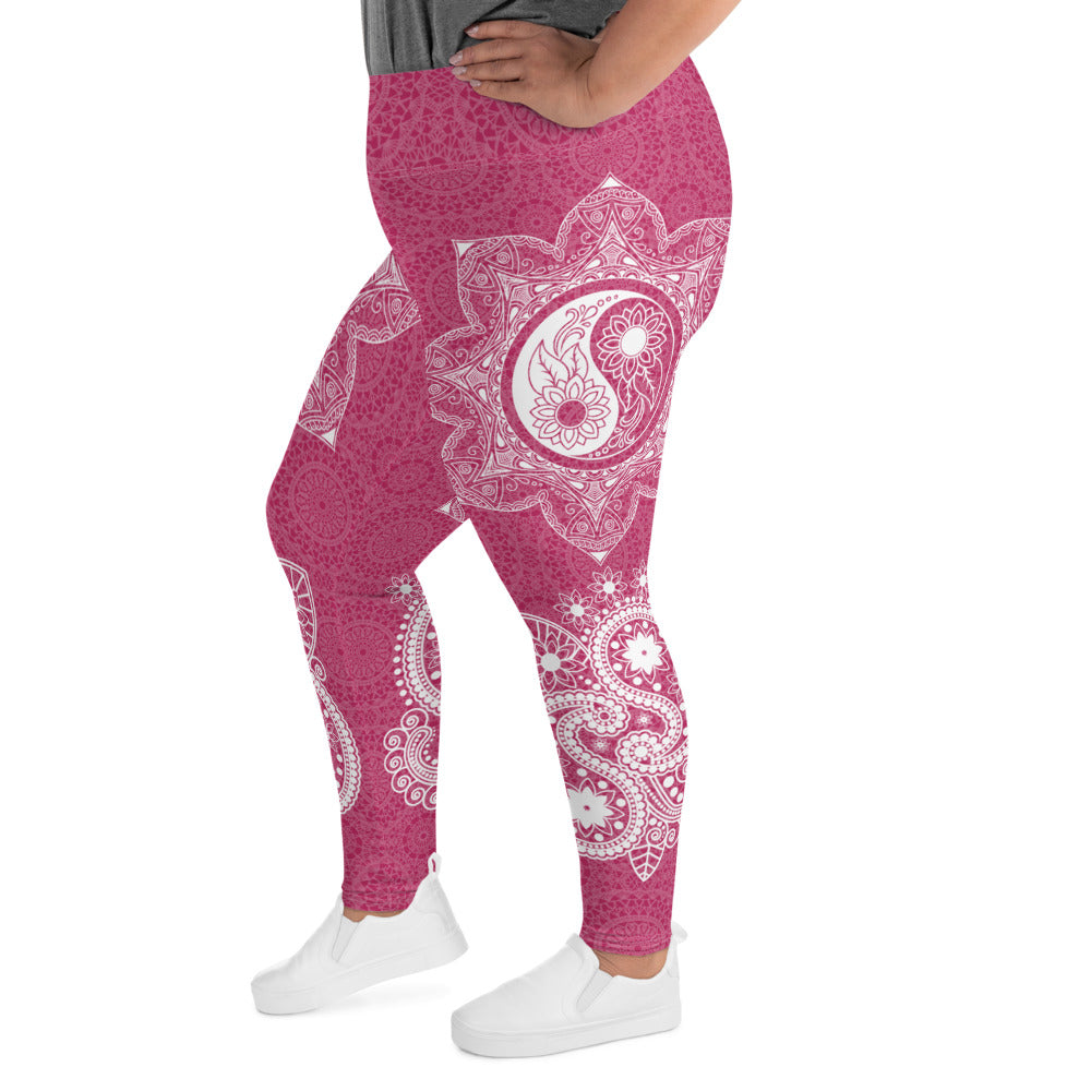 Hot Pink Yin Yang Henna Curvy-Fit Leggings