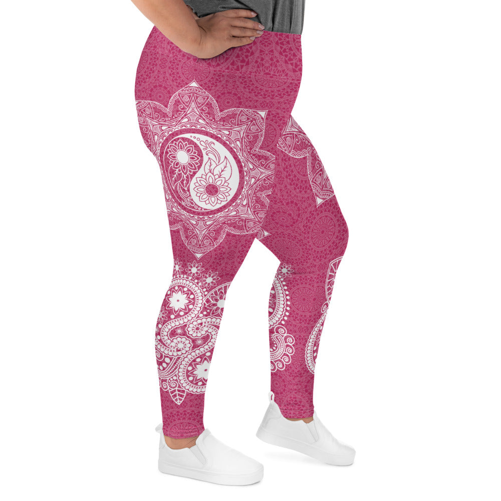 Hot Pink Yin Yang Henna Curvy-Fit Leggings