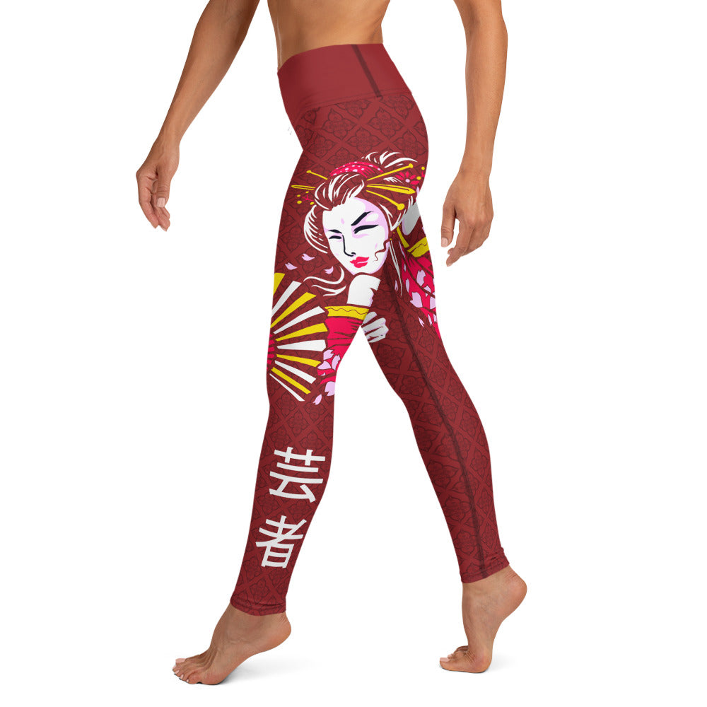 Ruby Whirling Geisha Yoga Leggings