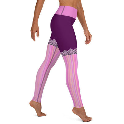 Lavender Knee-High Faux Lace Yoga Leggings