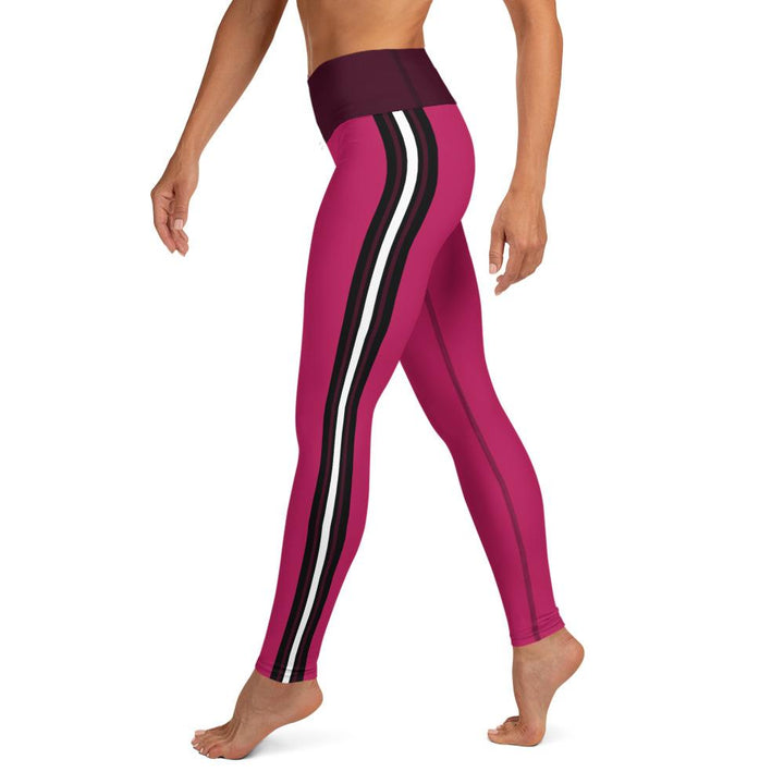 Hot Pink Racing Stripe Yoga Leggings