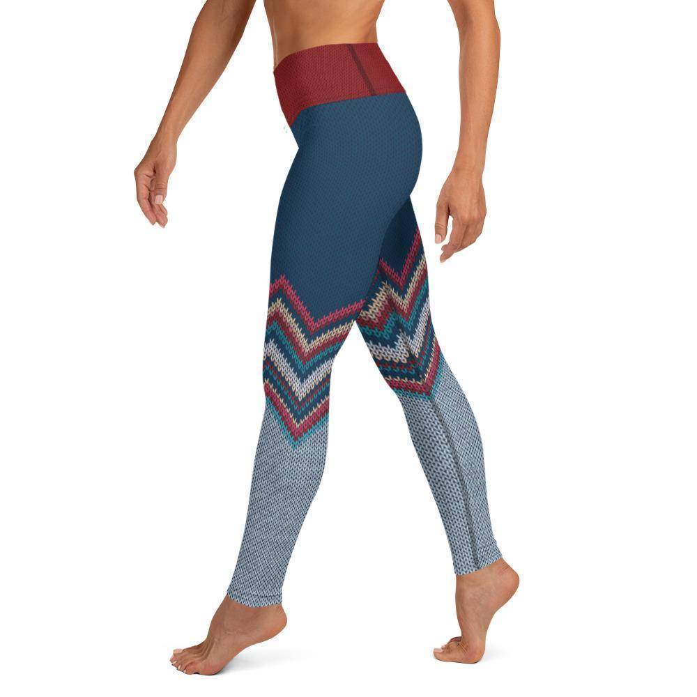 Aqua Faux Knit Yoga Leggings