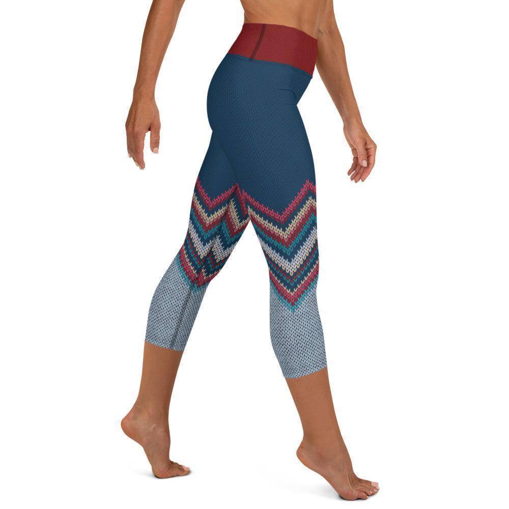Aqua Faux Knit Yoga Capris