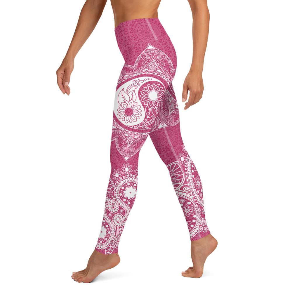 Hot Pink Yin Yang Henna Yoga Leggings