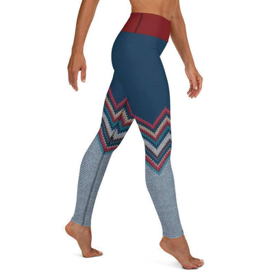 Aqua Faux Knit Yoga Leggings