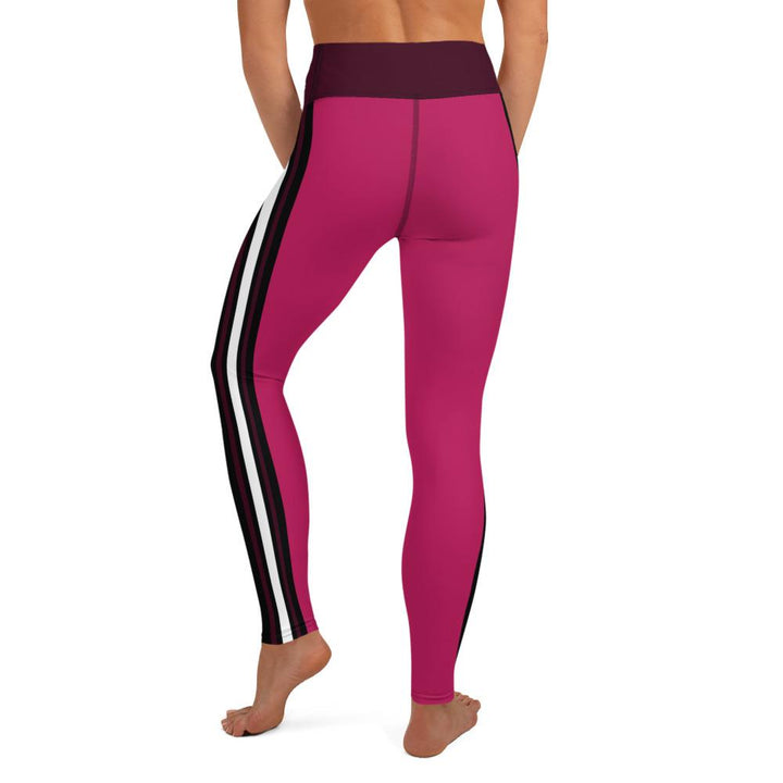 Hot Pink Racing Stripe Yoga Leggings